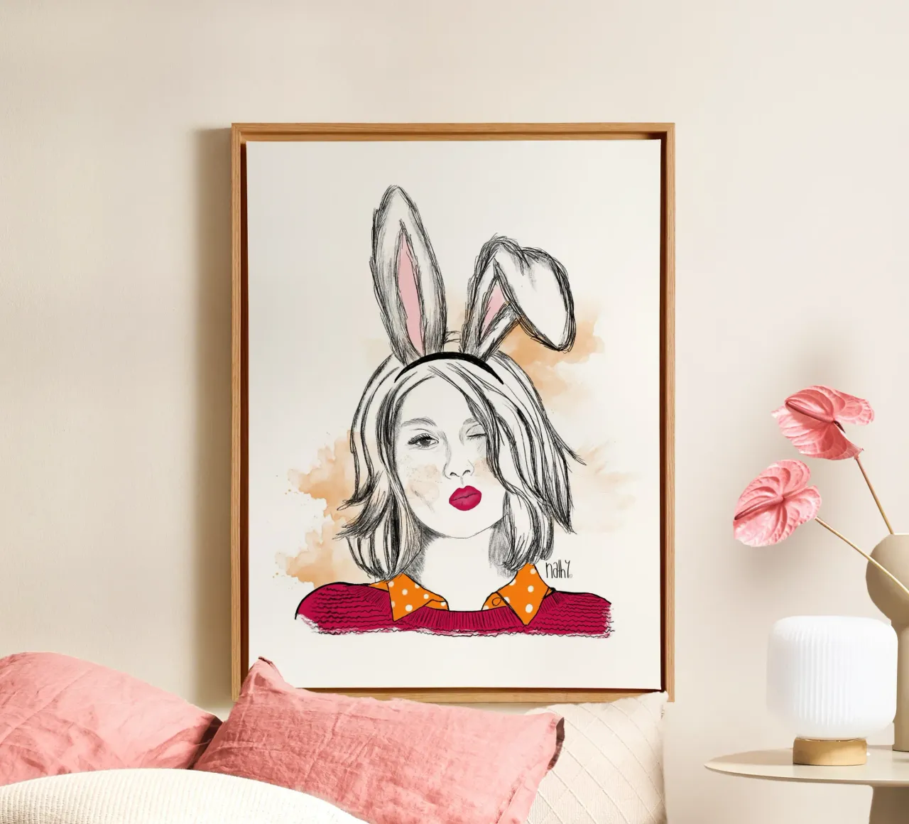 Miss easter bunny tela con Cornice a cassetta da Nathys_illustration