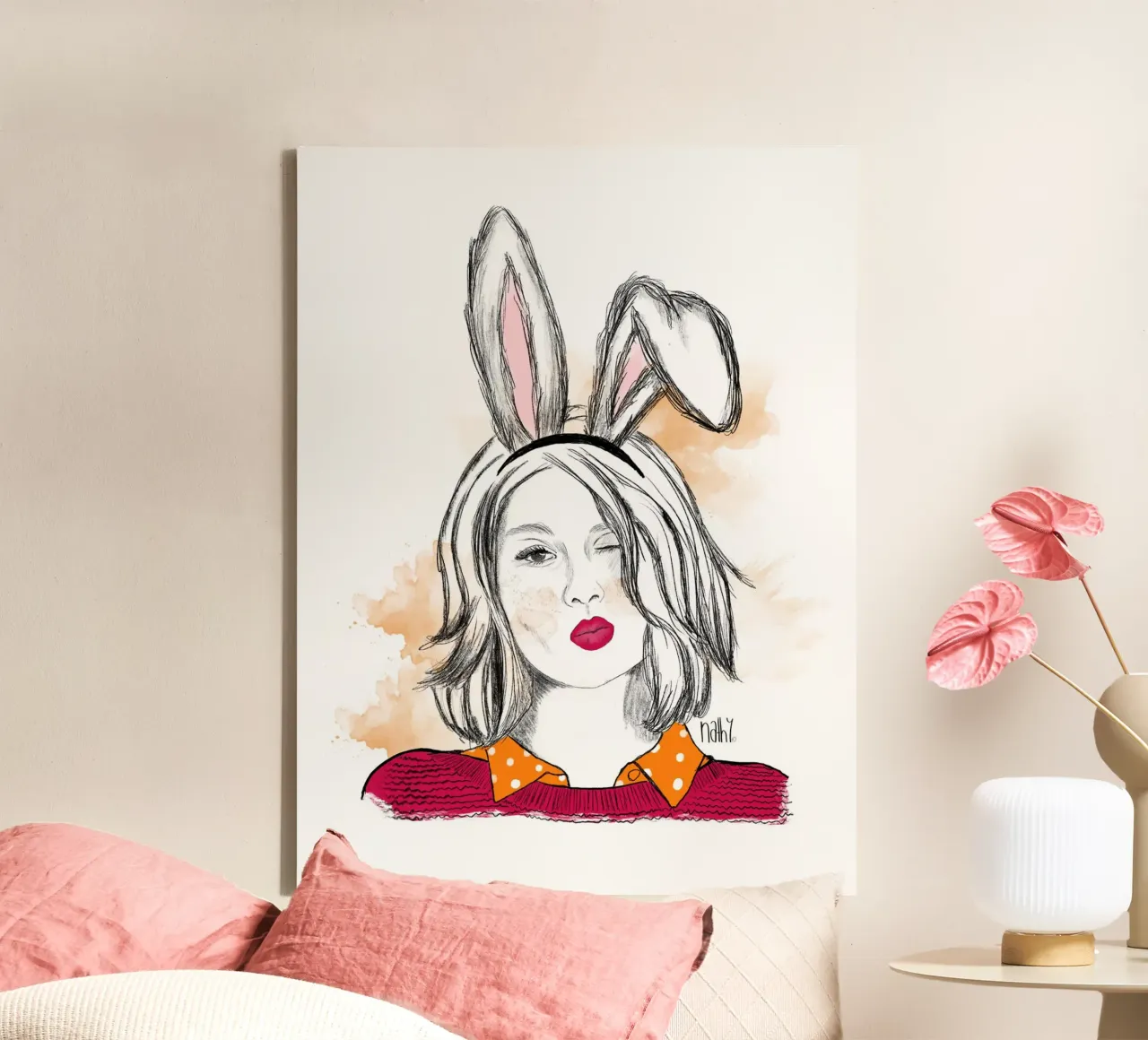Miss easter bunny tela con Cornice a cassetta da Nathys_illustration