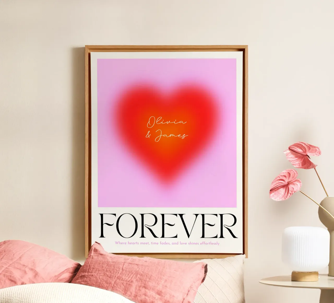 FÜR IMMER LIEBE Leinwand mit Schattenfugenrahmen von Dominique Vari Words