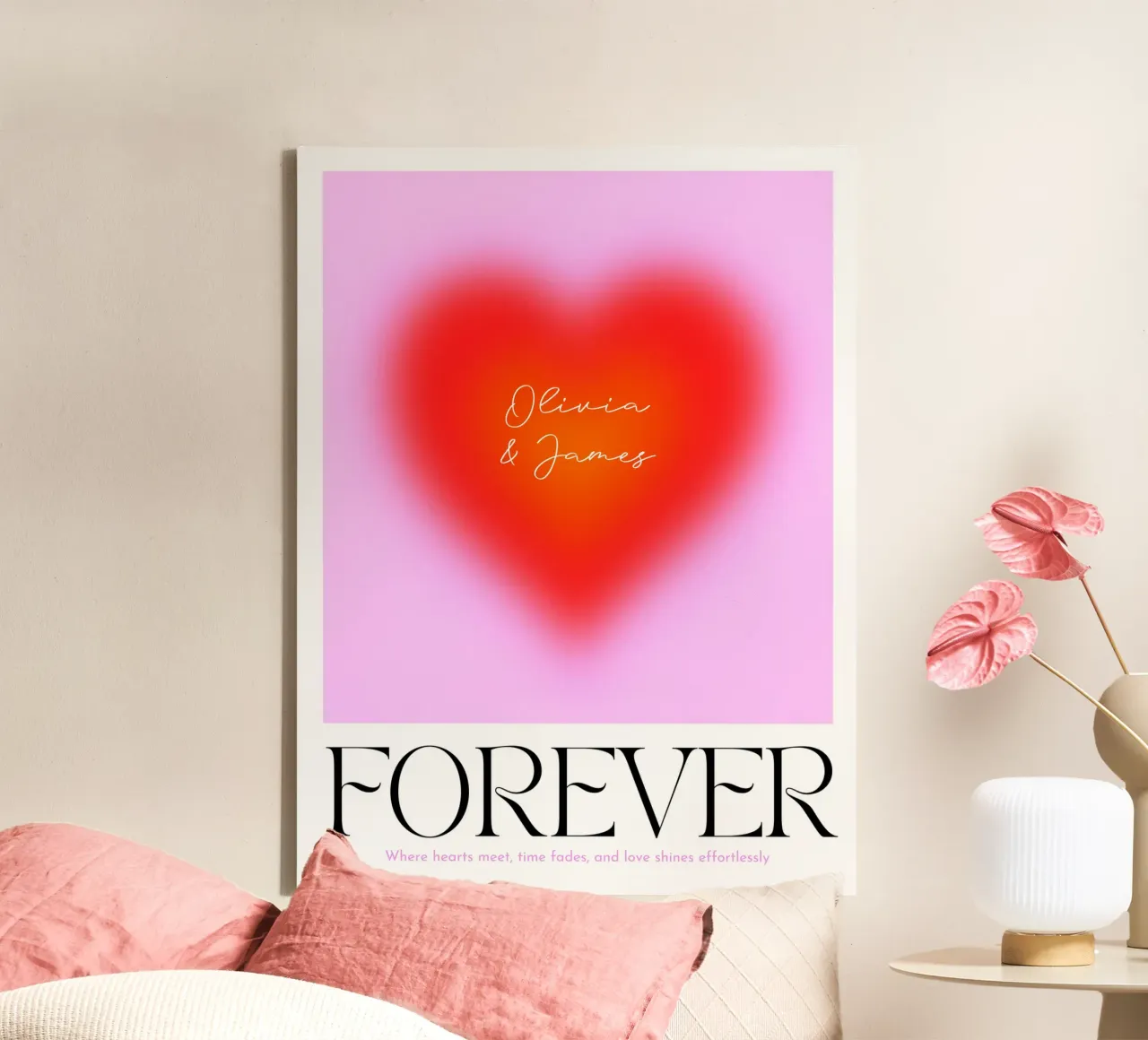 FÜR IMMER LIEBE Leinwand mit Schattenfugenrahmen von Dominique Vari Words