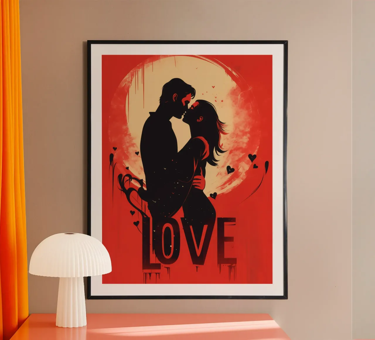 Amore | Junges Liebespaar Arte di strada poster con telaio in legno da Autofocus