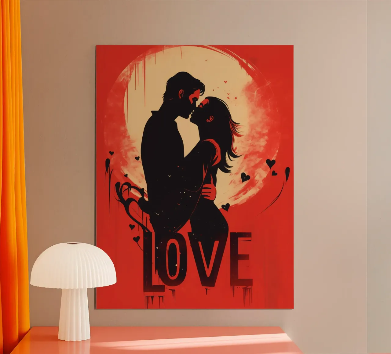 Amore | Junges Liebespaar Arte di strada poster con telaio in legno da Autofocus