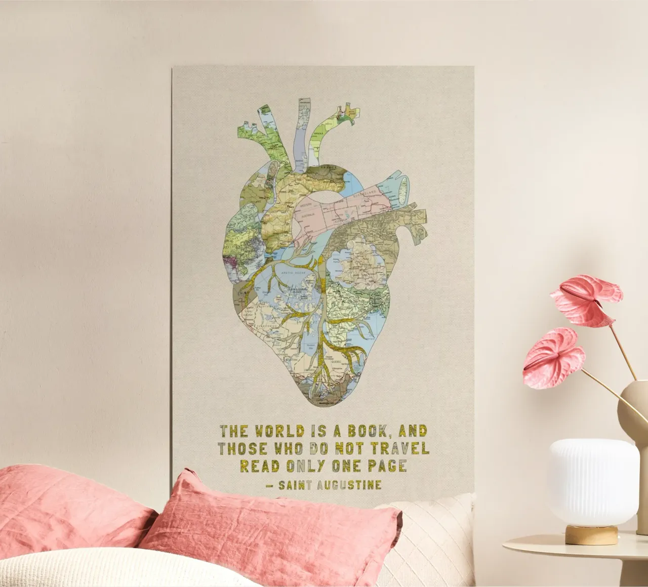 A Traveler's Heart poster con telaio in legno da Bianca Green