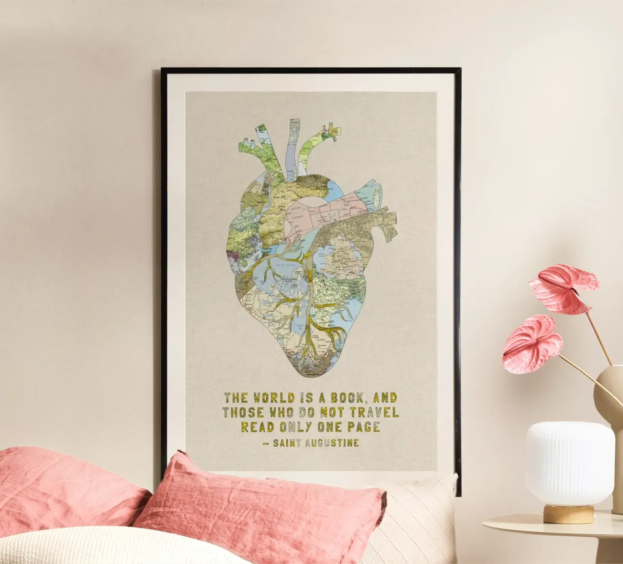 A Traveler's Heart poster con telaio in legno da Bianca Green