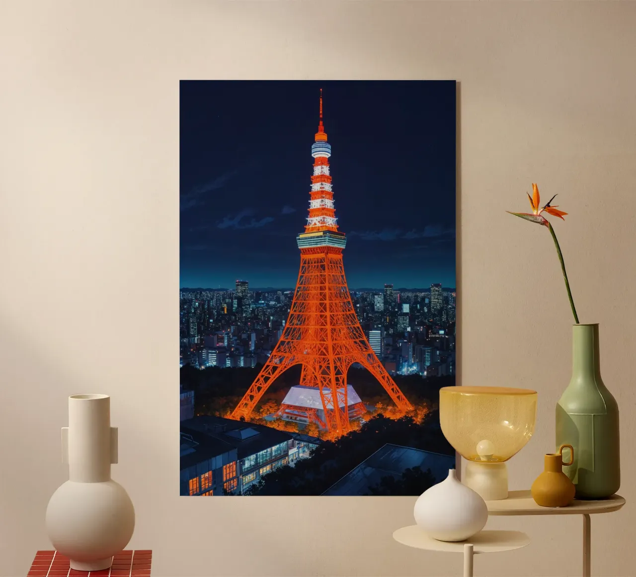 Tokyo Tower Illuminated in a Hyperrealistic Night Scene plexiglass da AlbertKlee