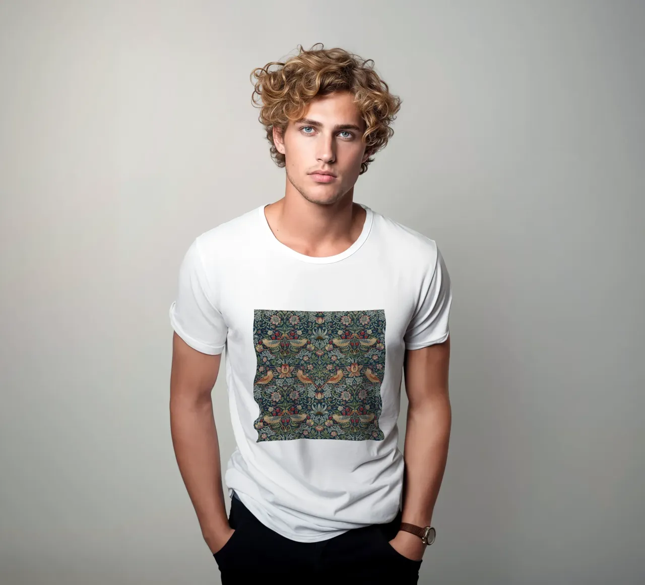 William Morris - Strawberry Thief pattern t-shirt by William Store