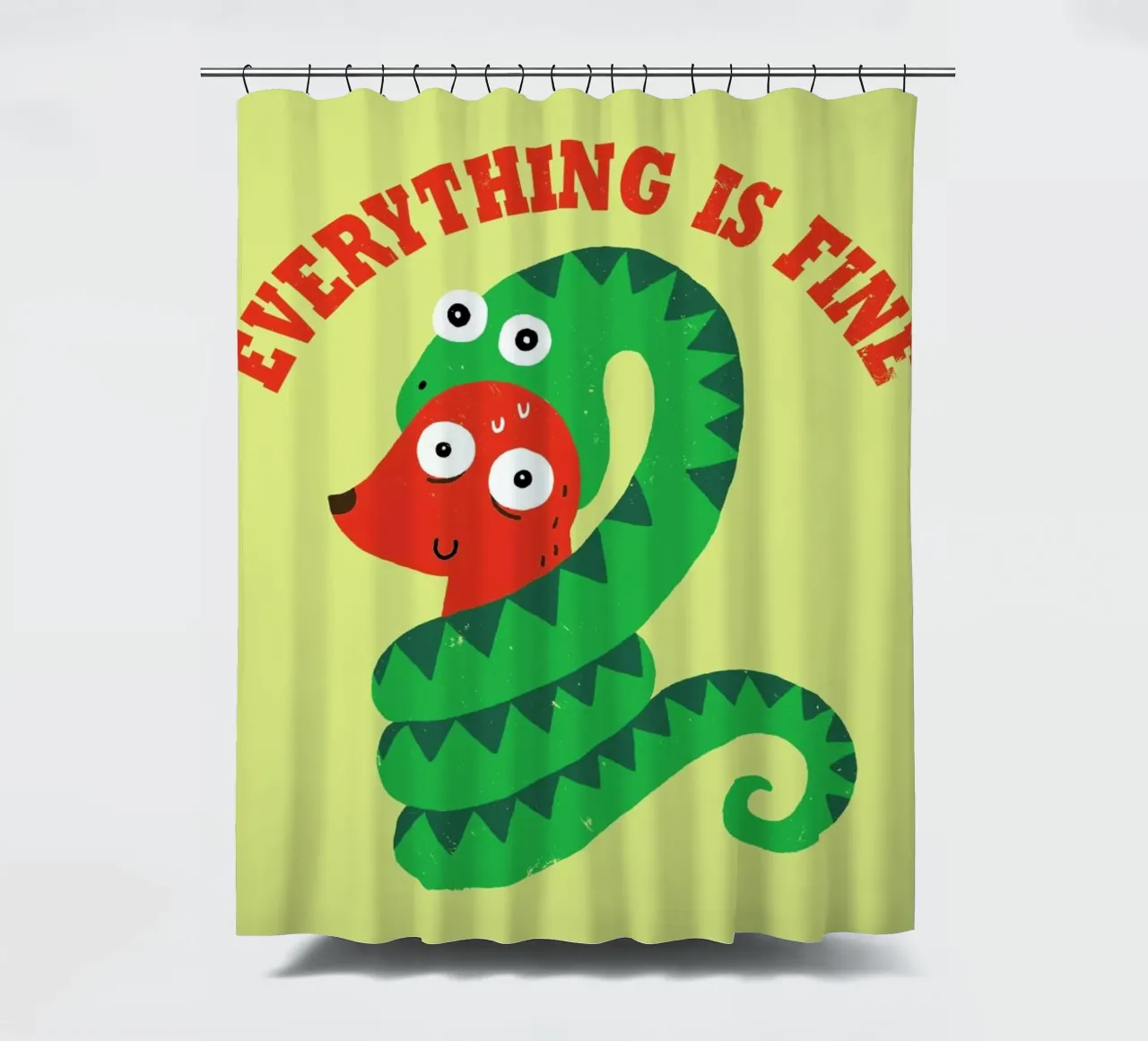 Everything Is Fine shower curtain by DinoMike