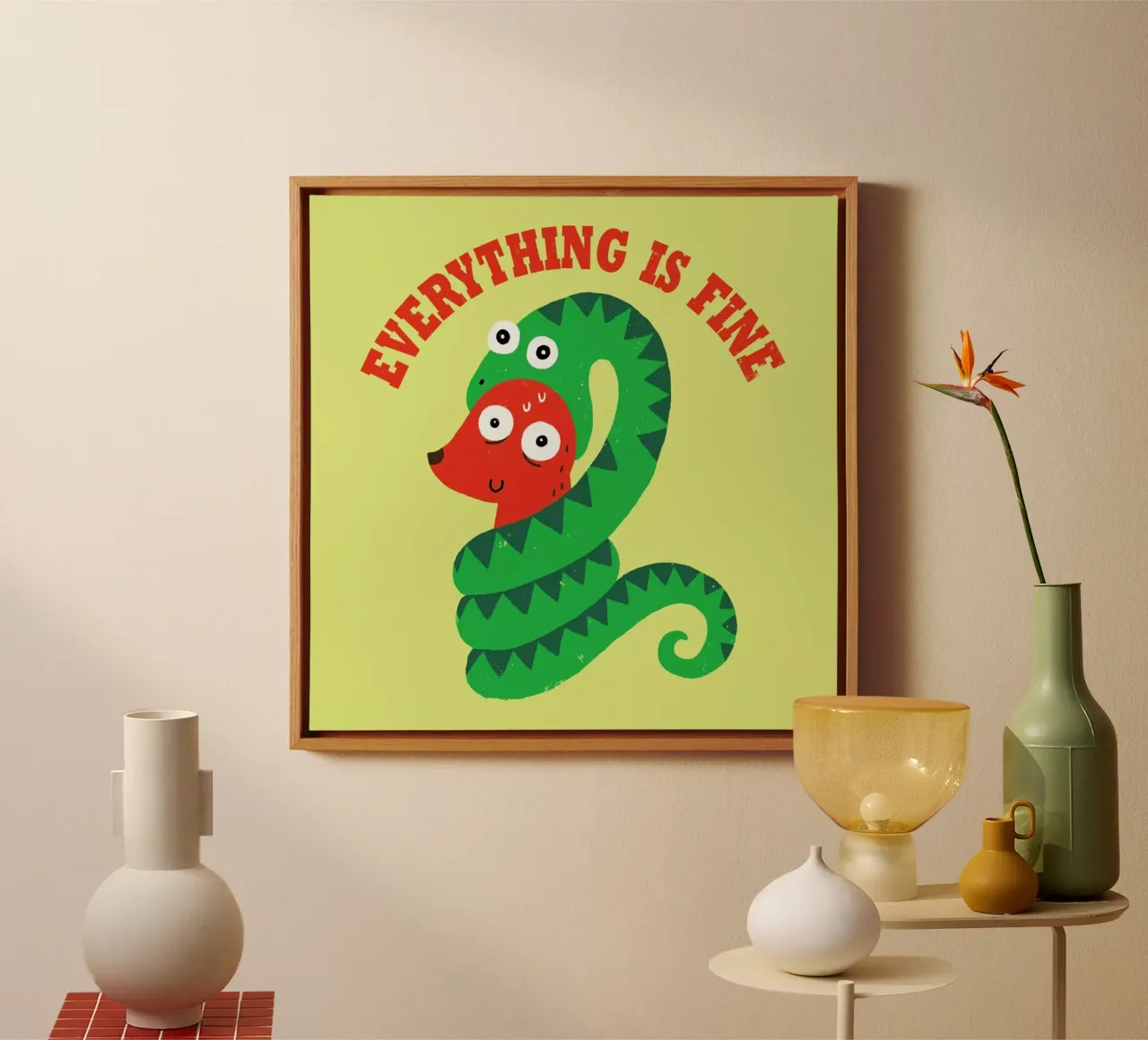 Everything Is Fine canvas with Floater frame by DinoMike