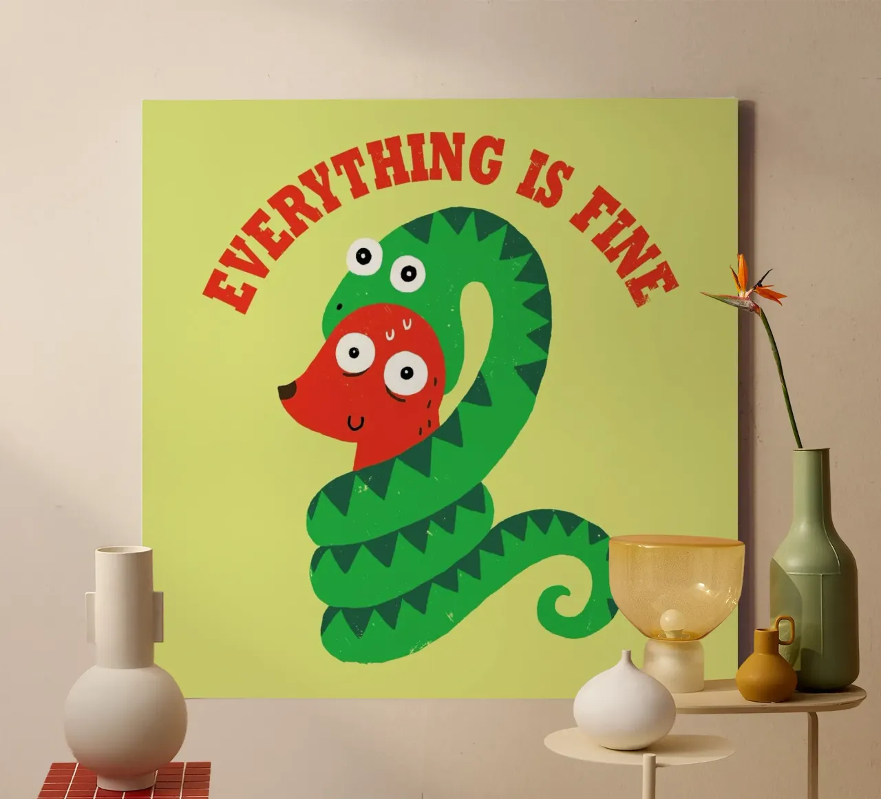 Everything Is Fine canvas with Floater frame by DinoMike