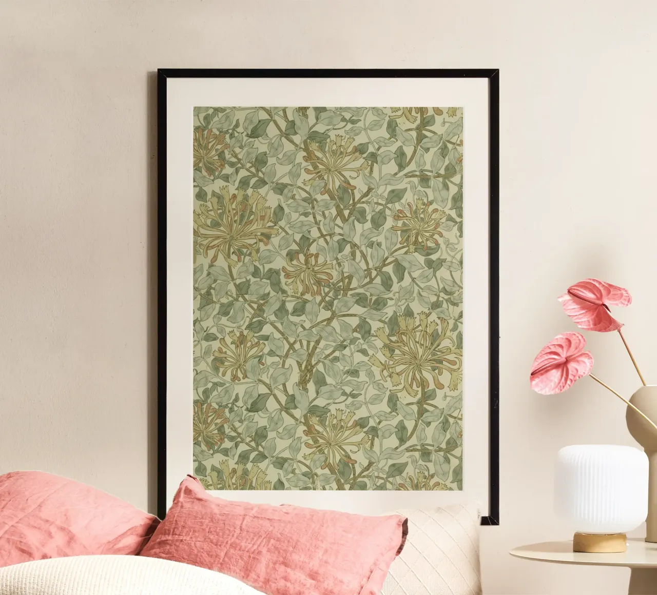 William Morris - Motivo del caprifoglio poster con telaio in plastica da William Store