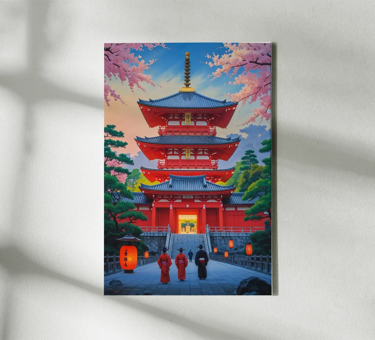 Five-Story Pagoda of Sensoji Temple at Dusk tela con Cornice a cassetta da AlbertKlee