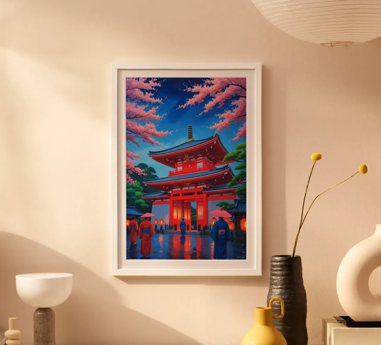 Nighttime Elegance at Sensoji Temple, Asakusa poster con telaio in legno da AlbertKlee