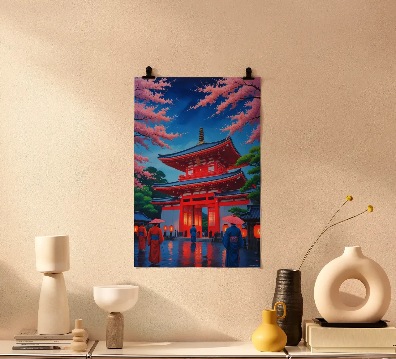 Nighttime Elegance at Sensoji Temple, Asakusa poster con telaio in legno da AlbertKlee