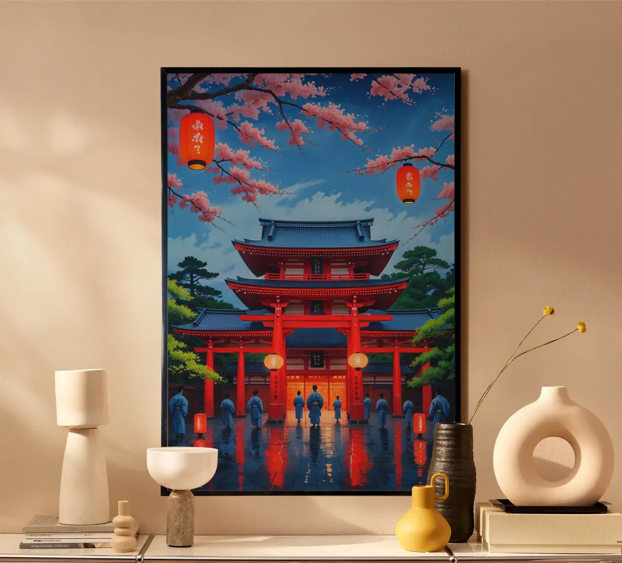 Springtime at Sensoji Temple’s Main Gate poster con telaio in alluminio da AlbertKlee