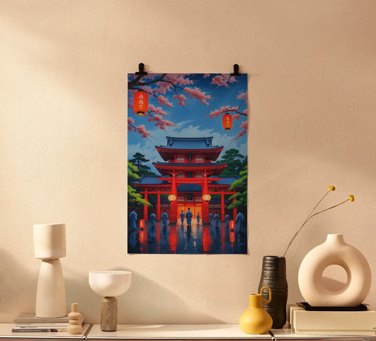 Springtime at Sensoji Temple’s Main Gate poster con telaio in alluminio da AlbertKlee