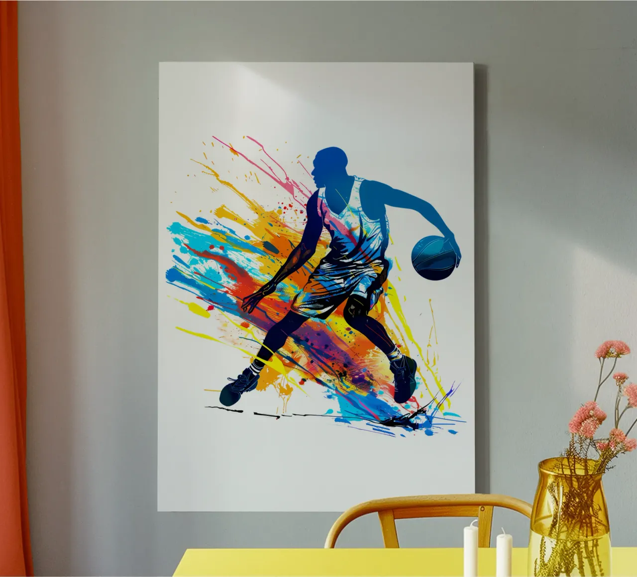 Illustrazione di un giocatore di basket di tendenza tela con Cornice a cassetta da Urban Life