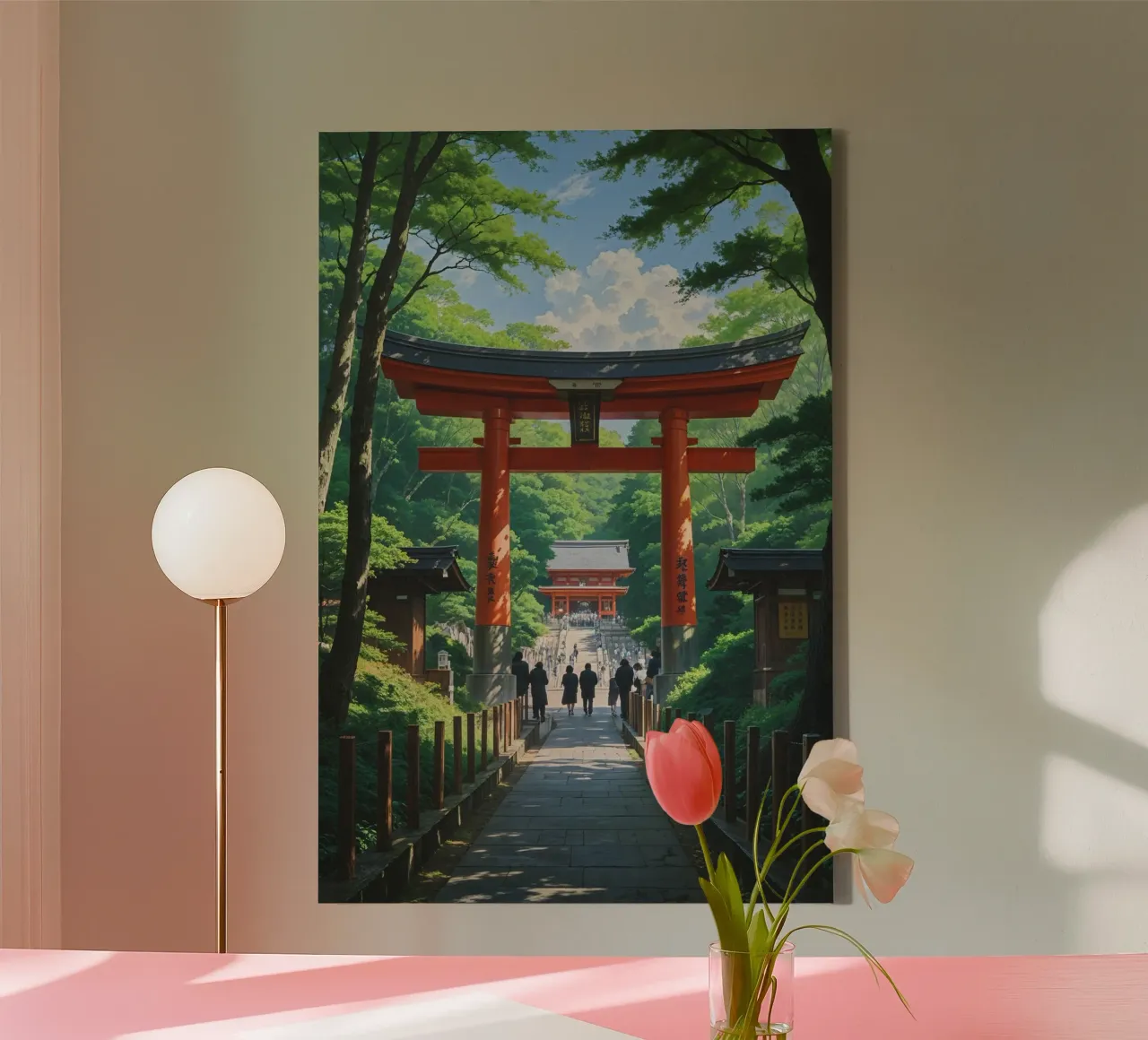Sunlit Pathway to Meiji Shrine Through Historic Torii tela da AlbertKlee
