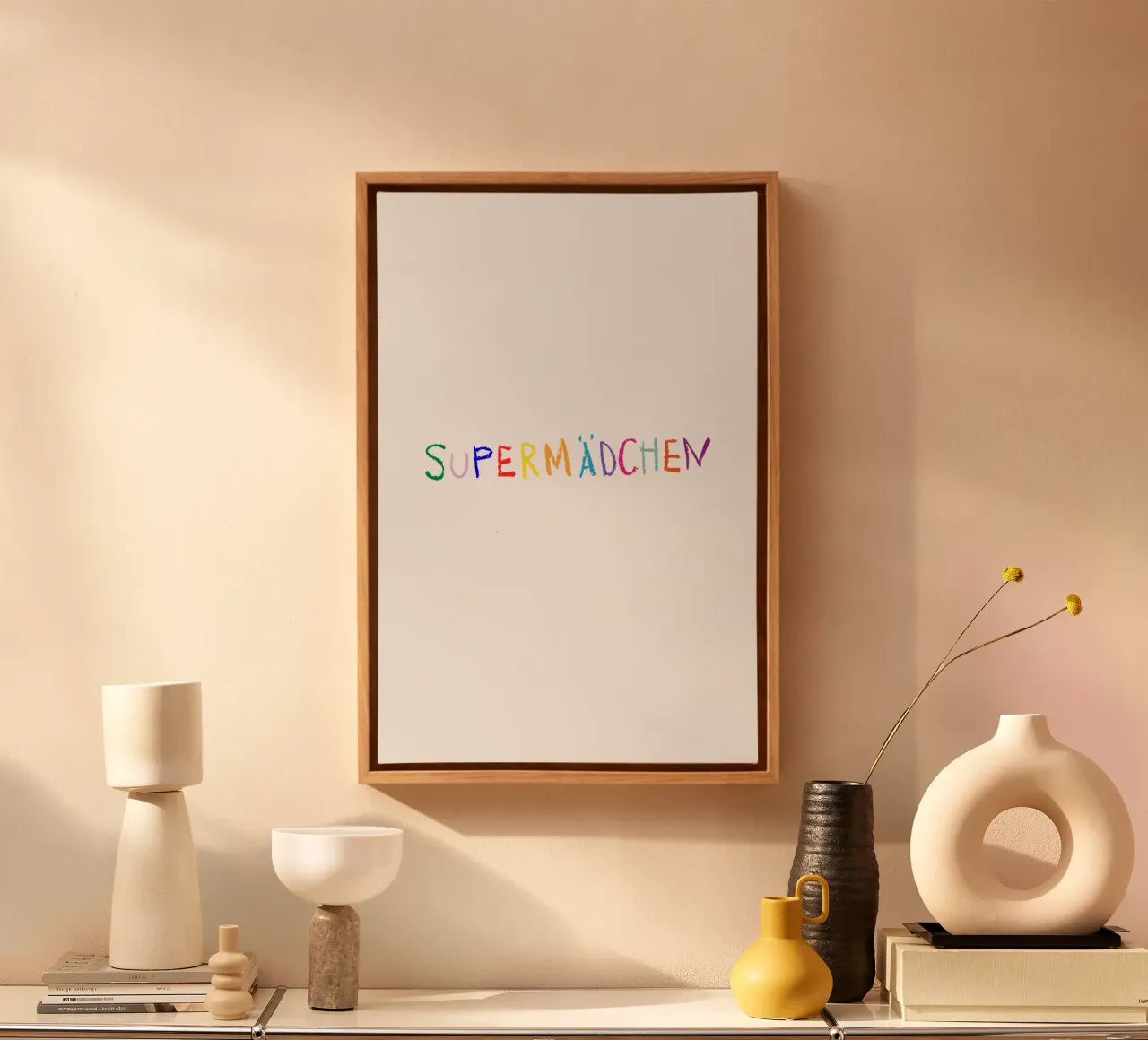 Supermädchen canvas met Baklijst van Brushmeetspaper