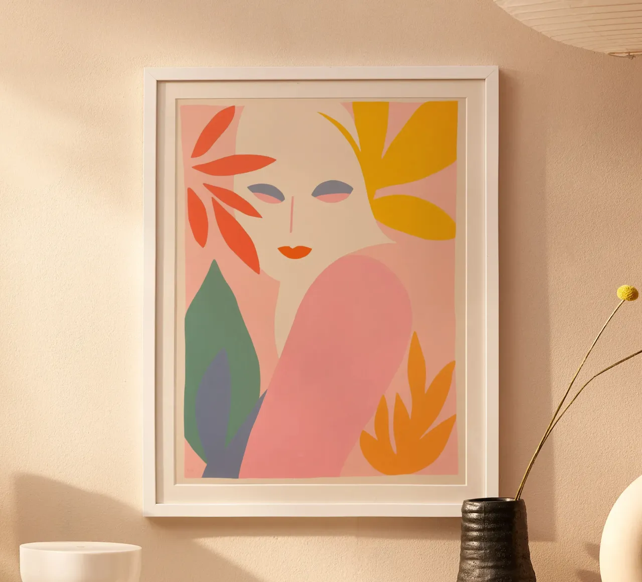 Vrouw geniet van de lente | Tussen Matisse en Art Déco poster met kunststof frame van Autofocus