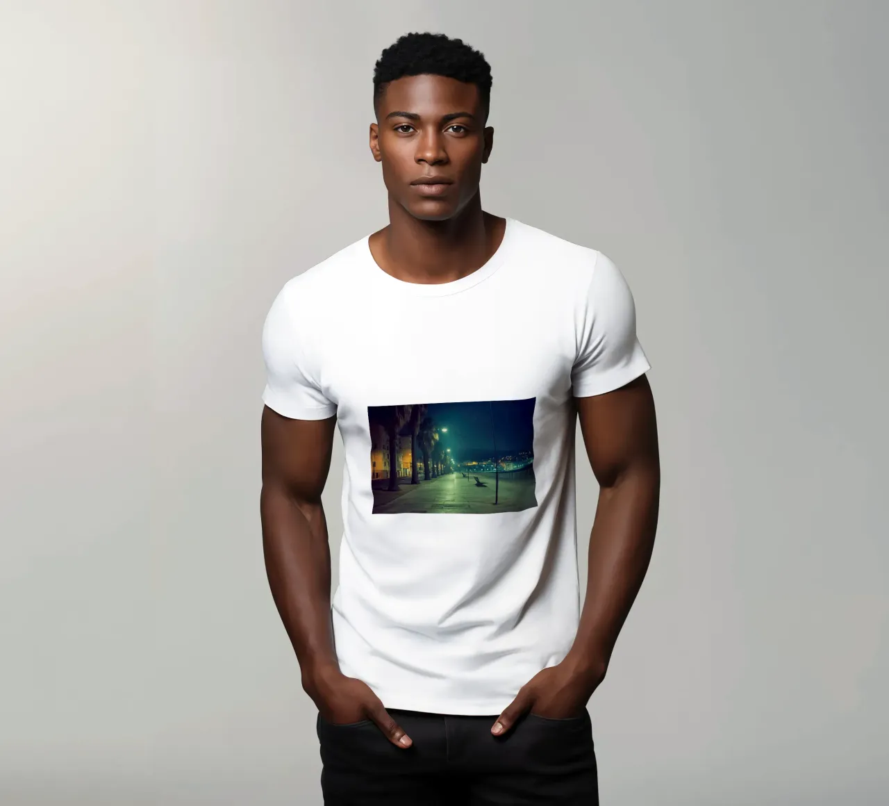Ajaccio di notte - Promenade sous les palmiers t-shirt da By Night
