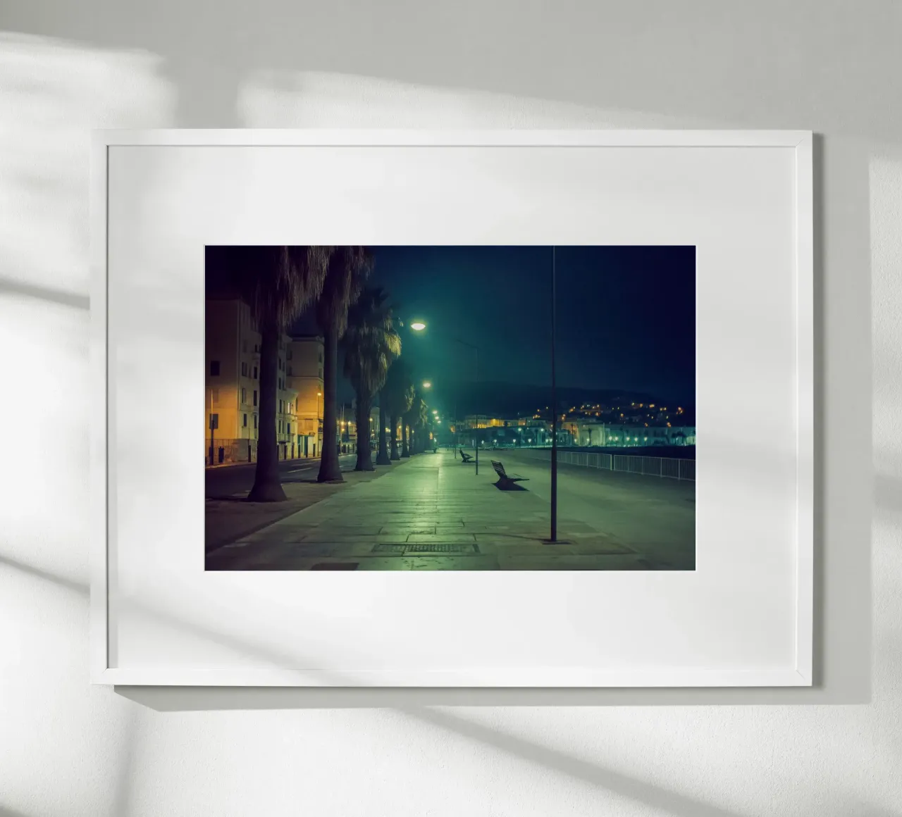 Ajaccio di notte - Promenade sous les palmiers carta hahnemühle da By Night