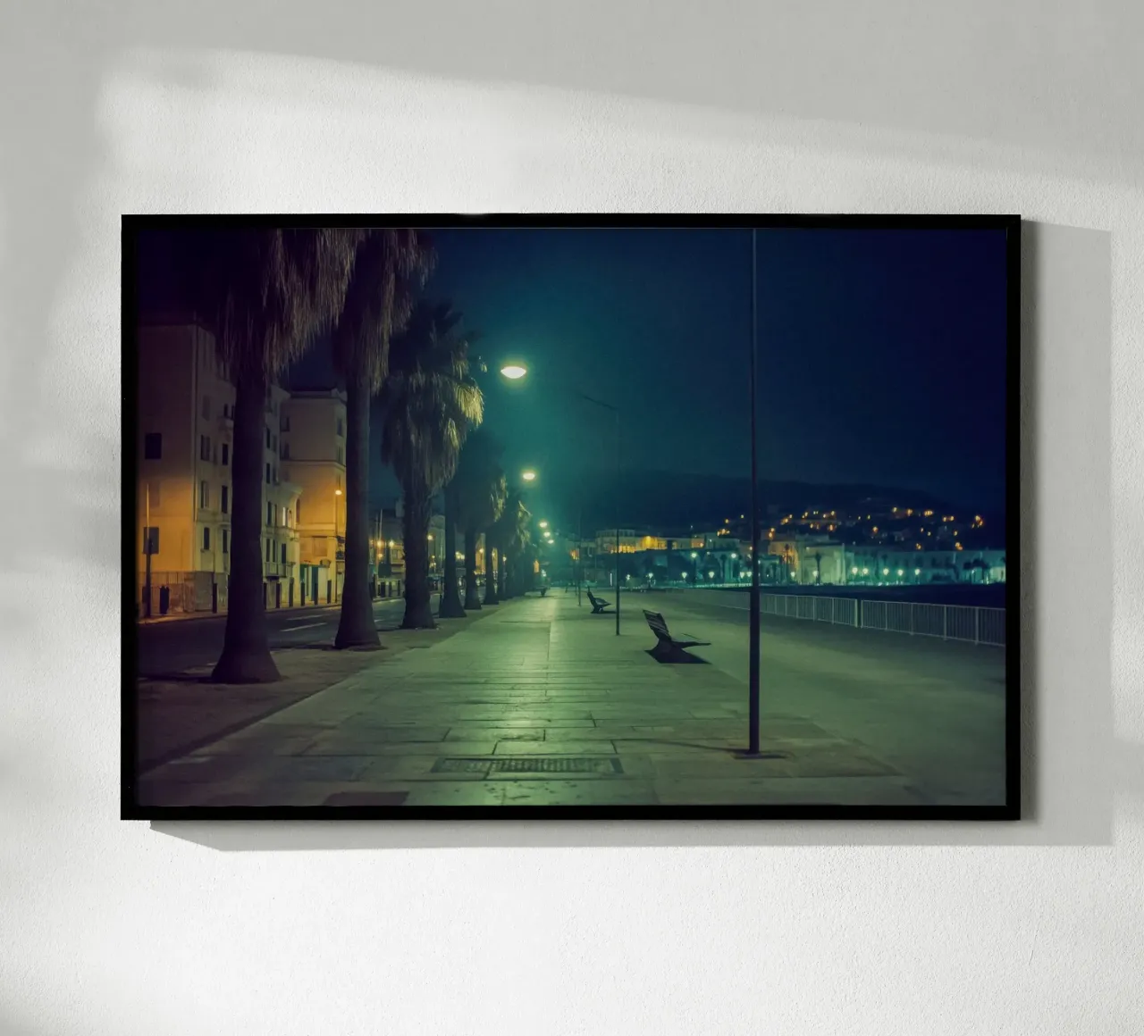 Ajaccio di notte - Promenade sous les palmiers carta hahnemühle da By Night