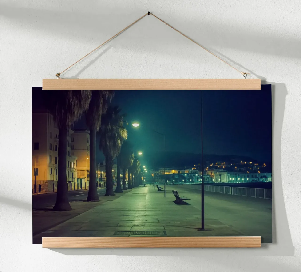 Ajaccio di notte - Promenade sous les palmiers carta hahnemühle da By Night