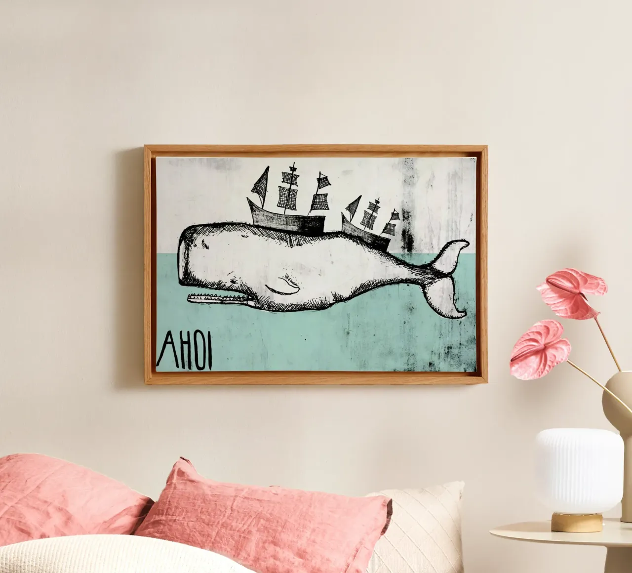Ahoi Whale canvas by treechild