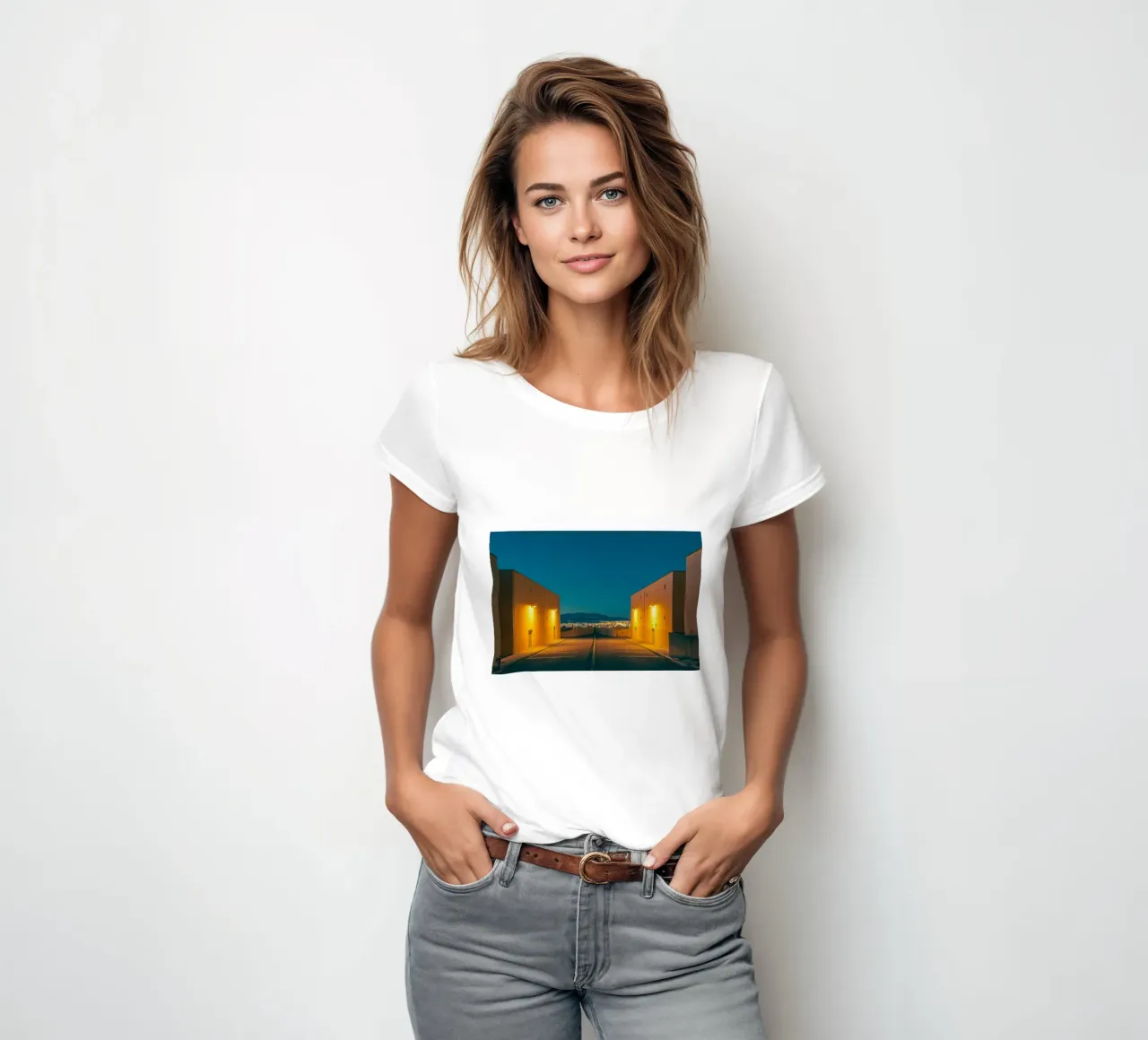 Ajaccio bij schemering - Lichten en horizonten dames t-shirt getailleerd van By Night