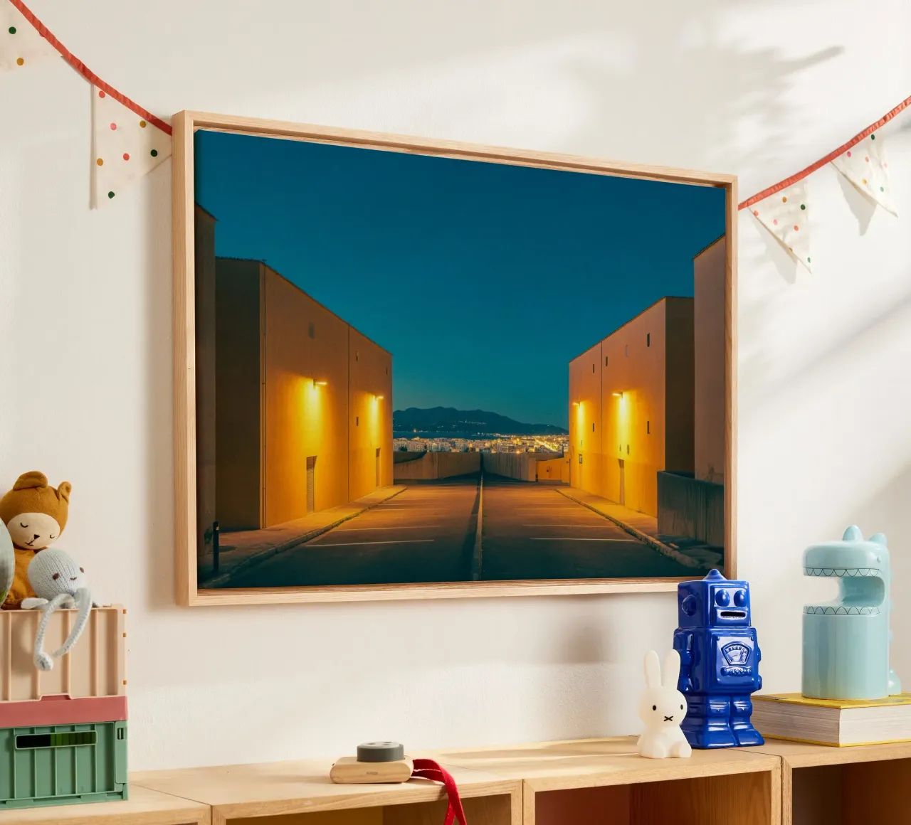Ajaccio bij schemering - Lichten en horizonten canvas met Baklijst van By Night