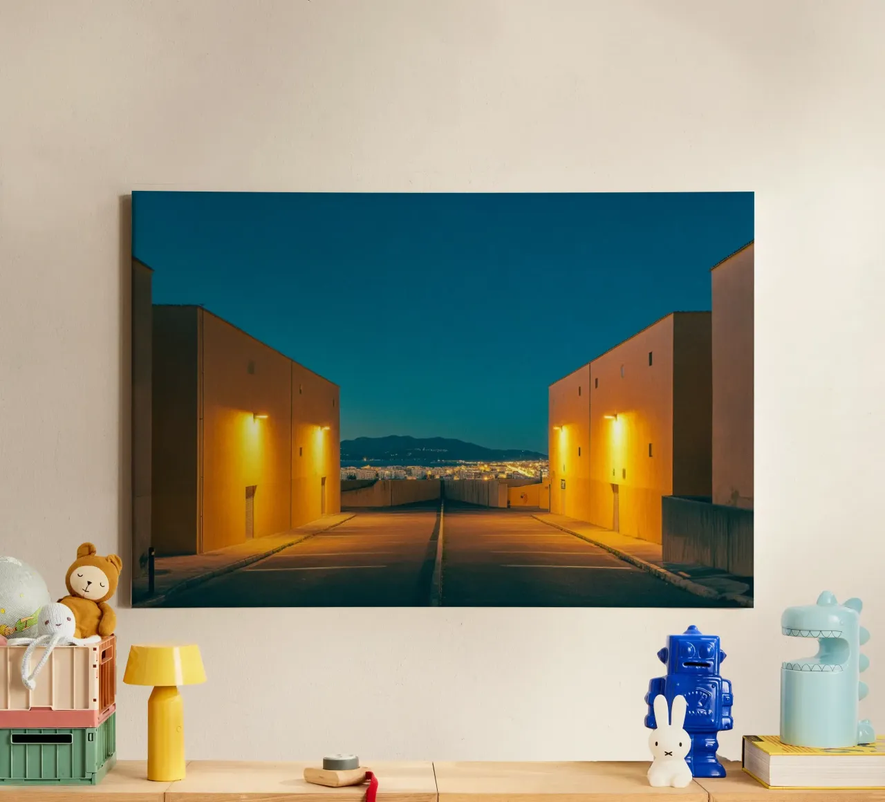 Ajaccio bij schemering - Lichten en horizonten canvas met Baklijst van By Night