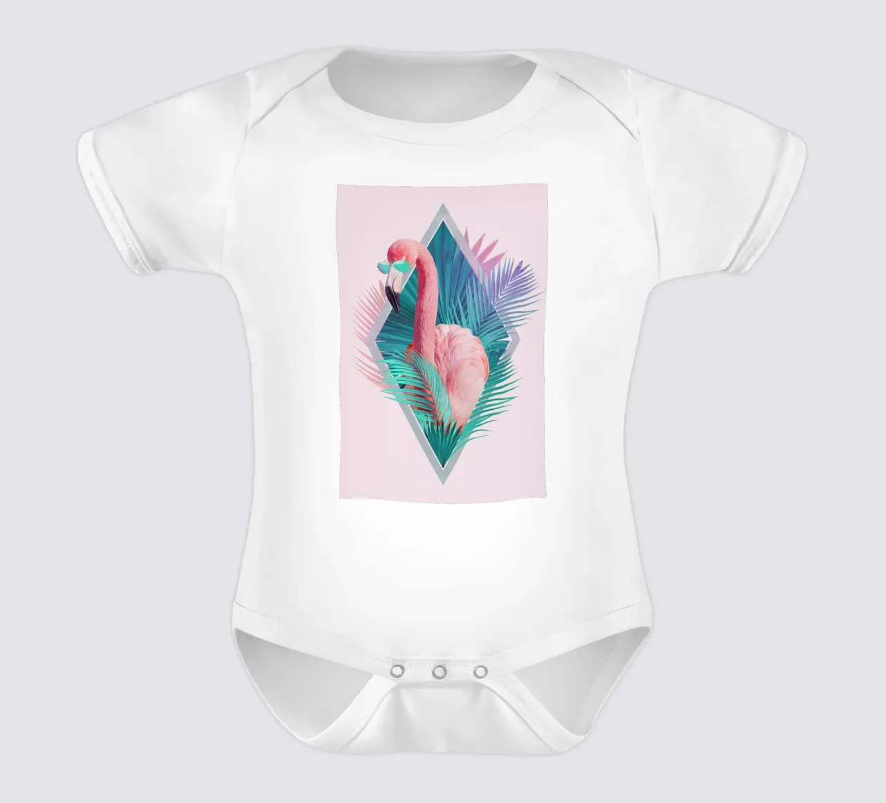 Tropical Leaves short-sleeve baby romper by Róbert Farkas