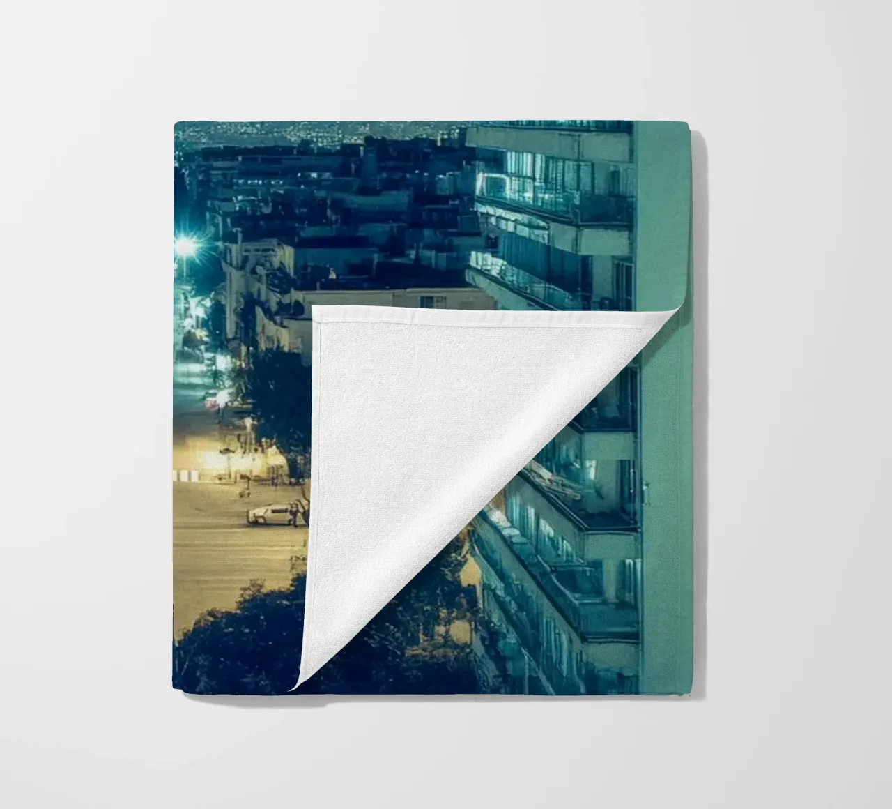 Modern Athens, an enlightened urban dream beach towel by By Night