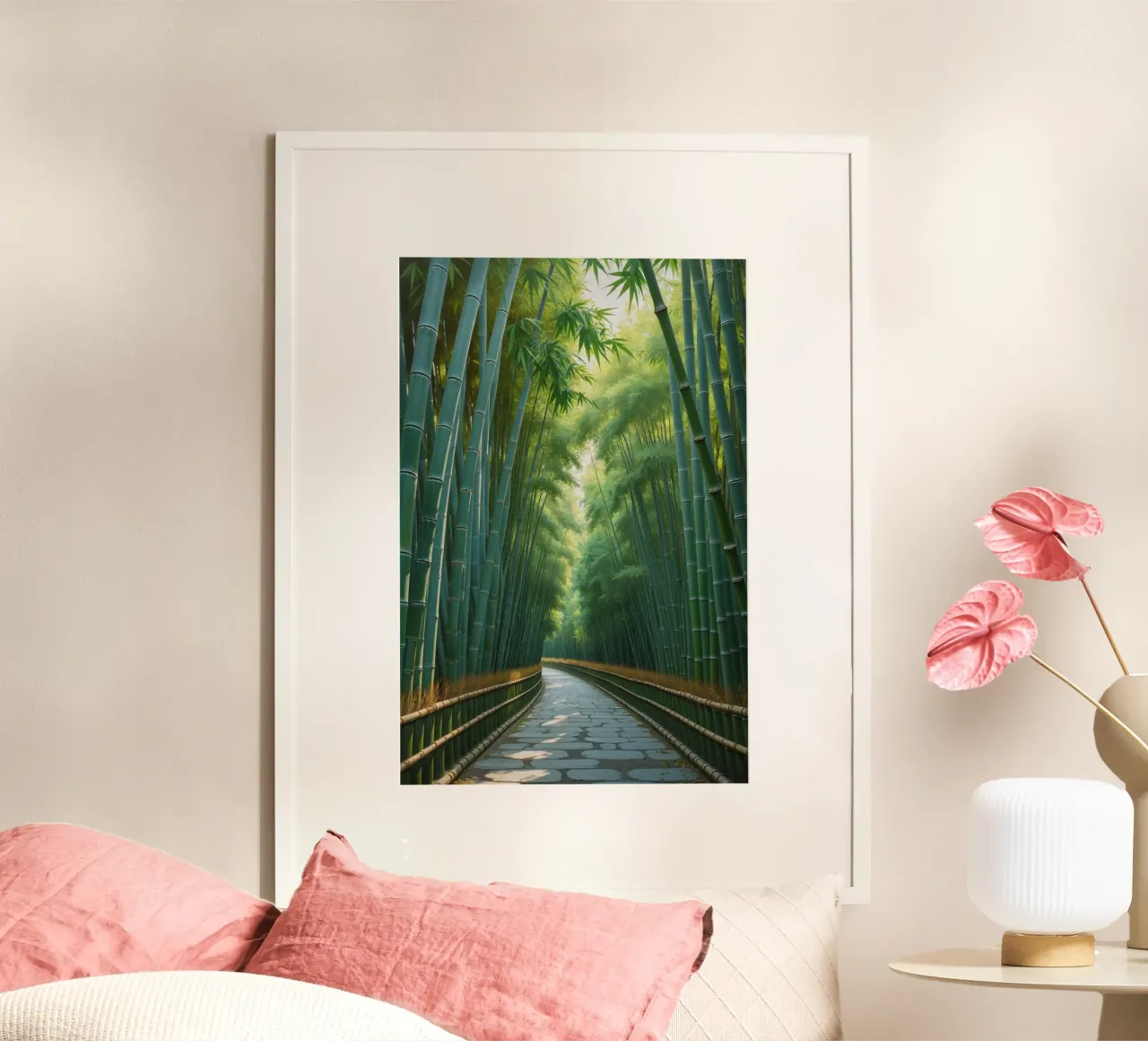 Pathway Through the Bamboo Wonderland poster con telaio in alluminio da AlbertKlee