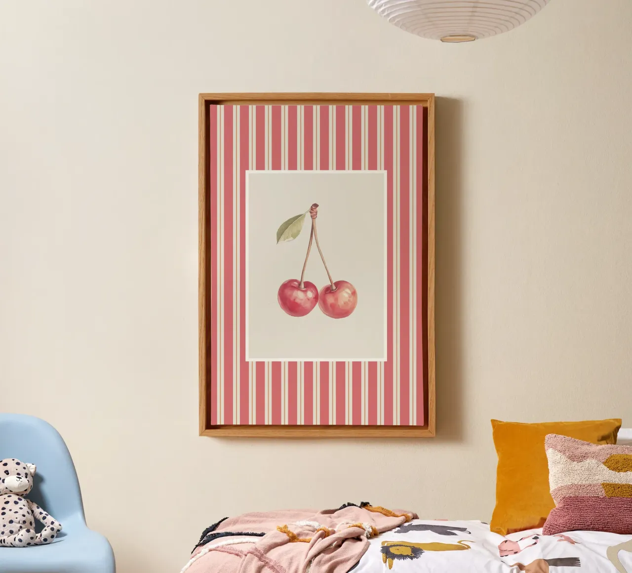 Illustrazione di ciliegie tela con Cornice a cassetta da Melloi Art Print