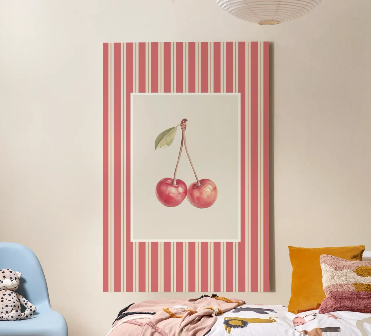 Illustrazione di ciliegie tela con Cornice a cassetta da Melloi Art Print