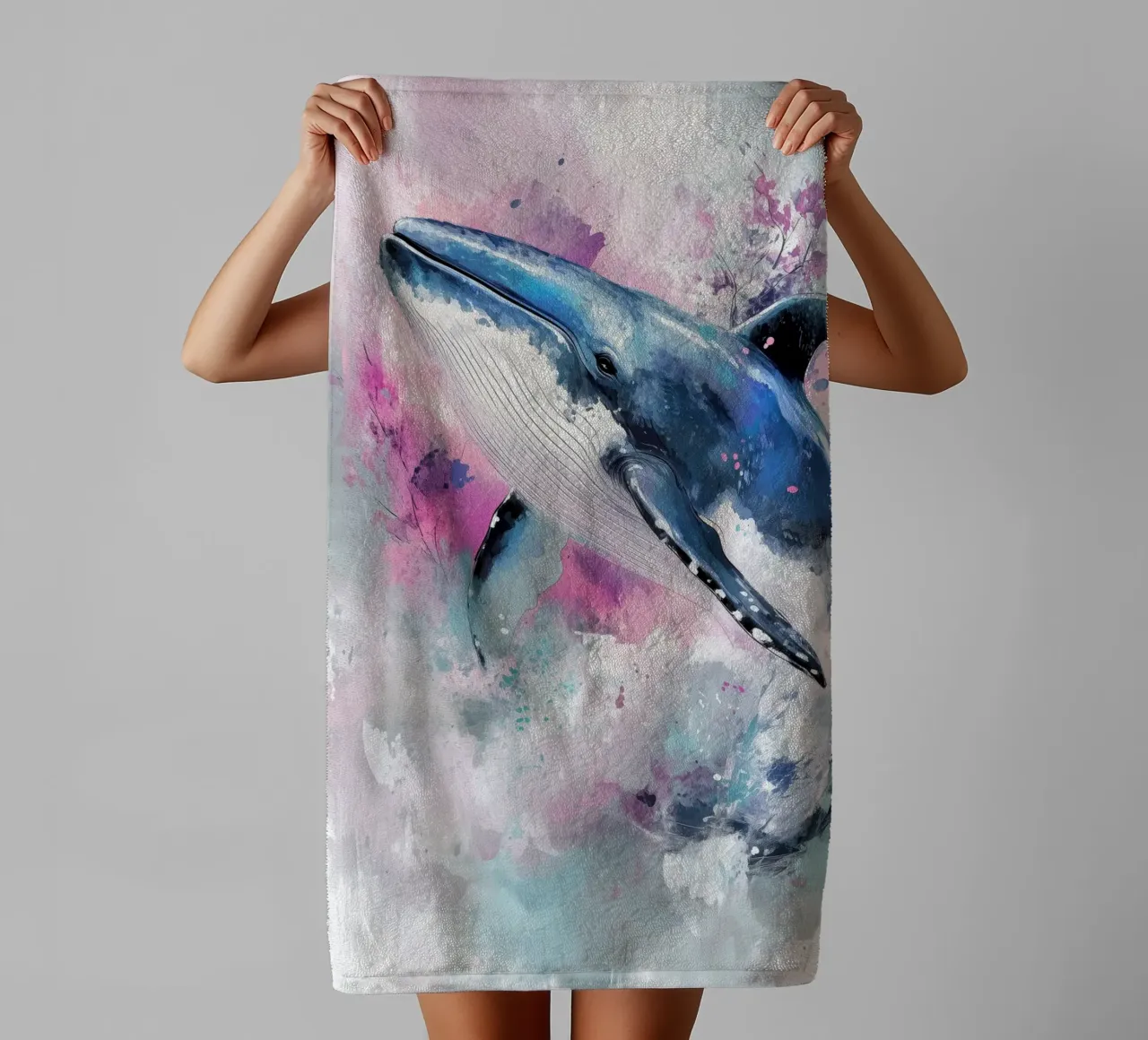 Zeeleven majestueuze walvis badhanddoek van Justyna Jaszke JBJart
