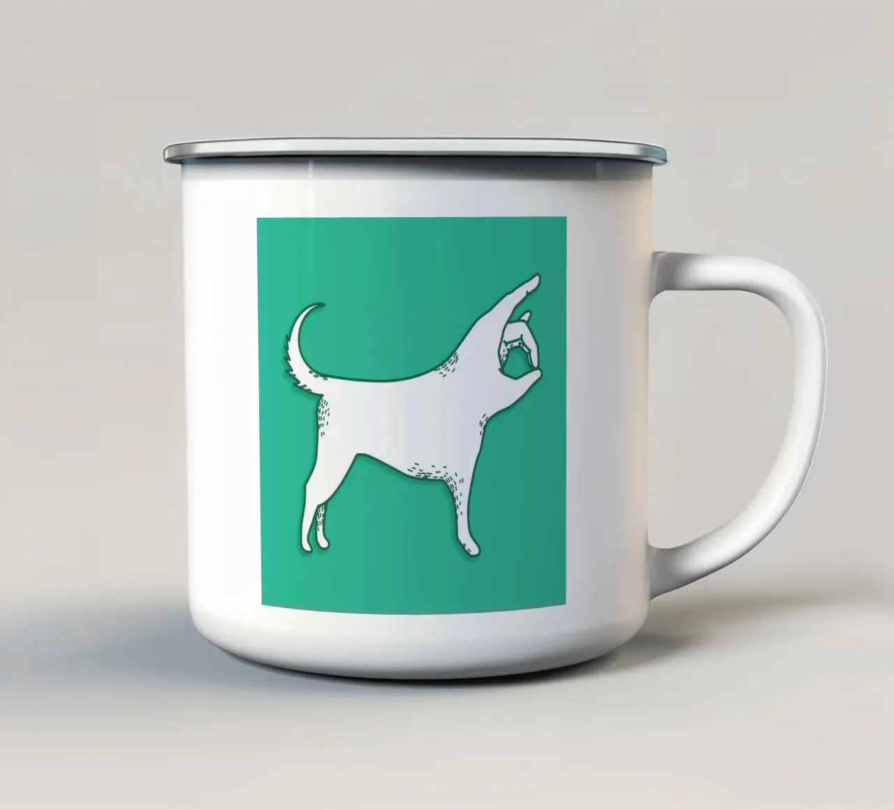Cane tazza in smalto da Anna Fietta