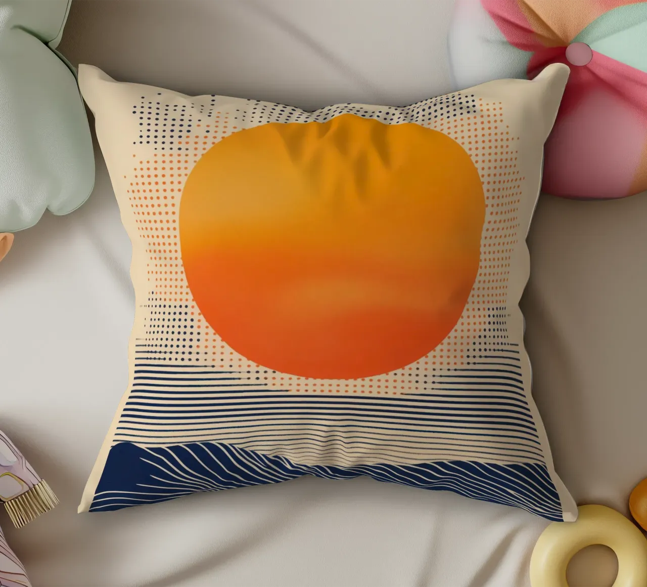Digital Sunset By The Sea | Artprint cuscino da Autofocus