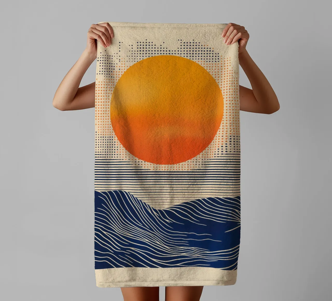 Digital Sunset By The Sea | Artprint asciugamano da bagno da Autofocus