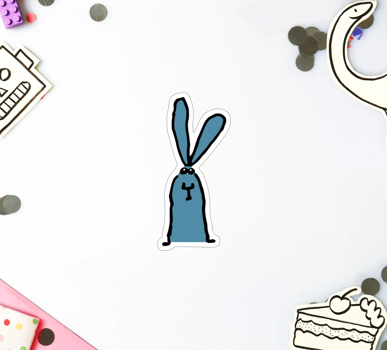 Blue rabbit sticker by Face & Content