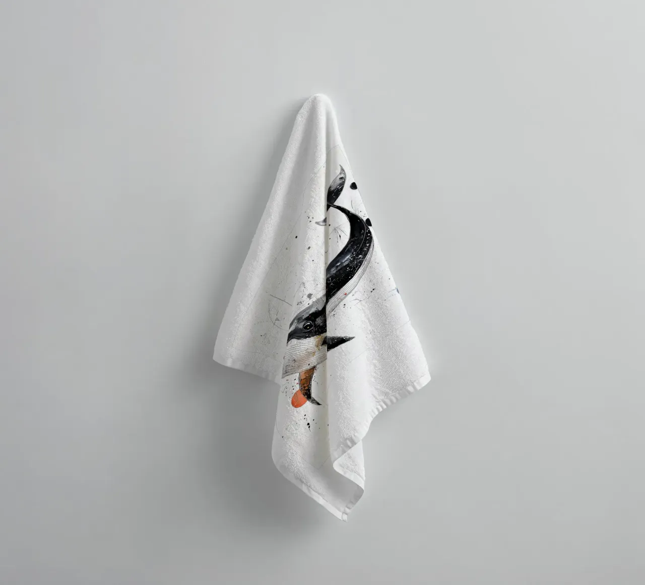 funny whale art towel by Justyna Jaszke JBJart
