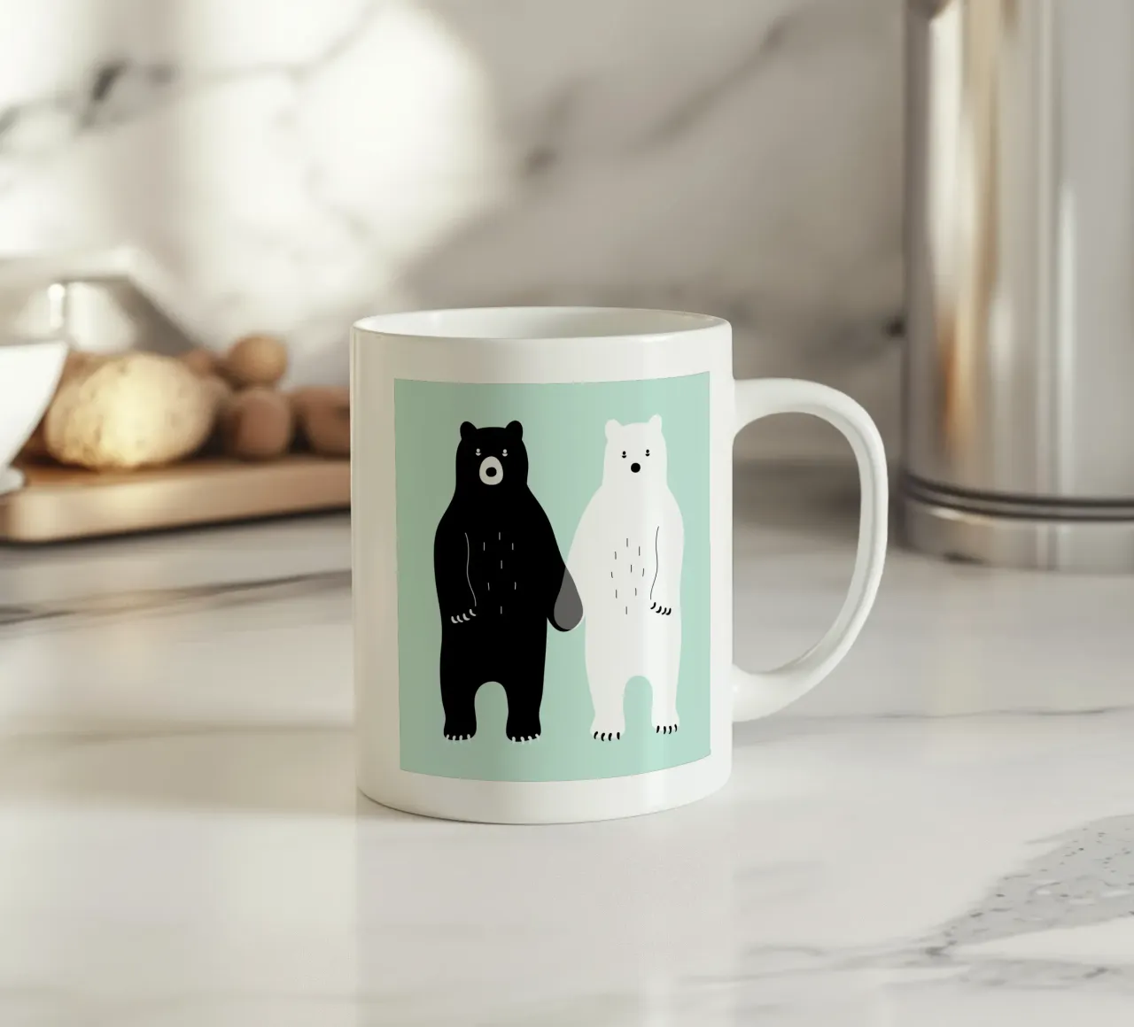 Zwei Bären Keramik Tasse von Andy Westface