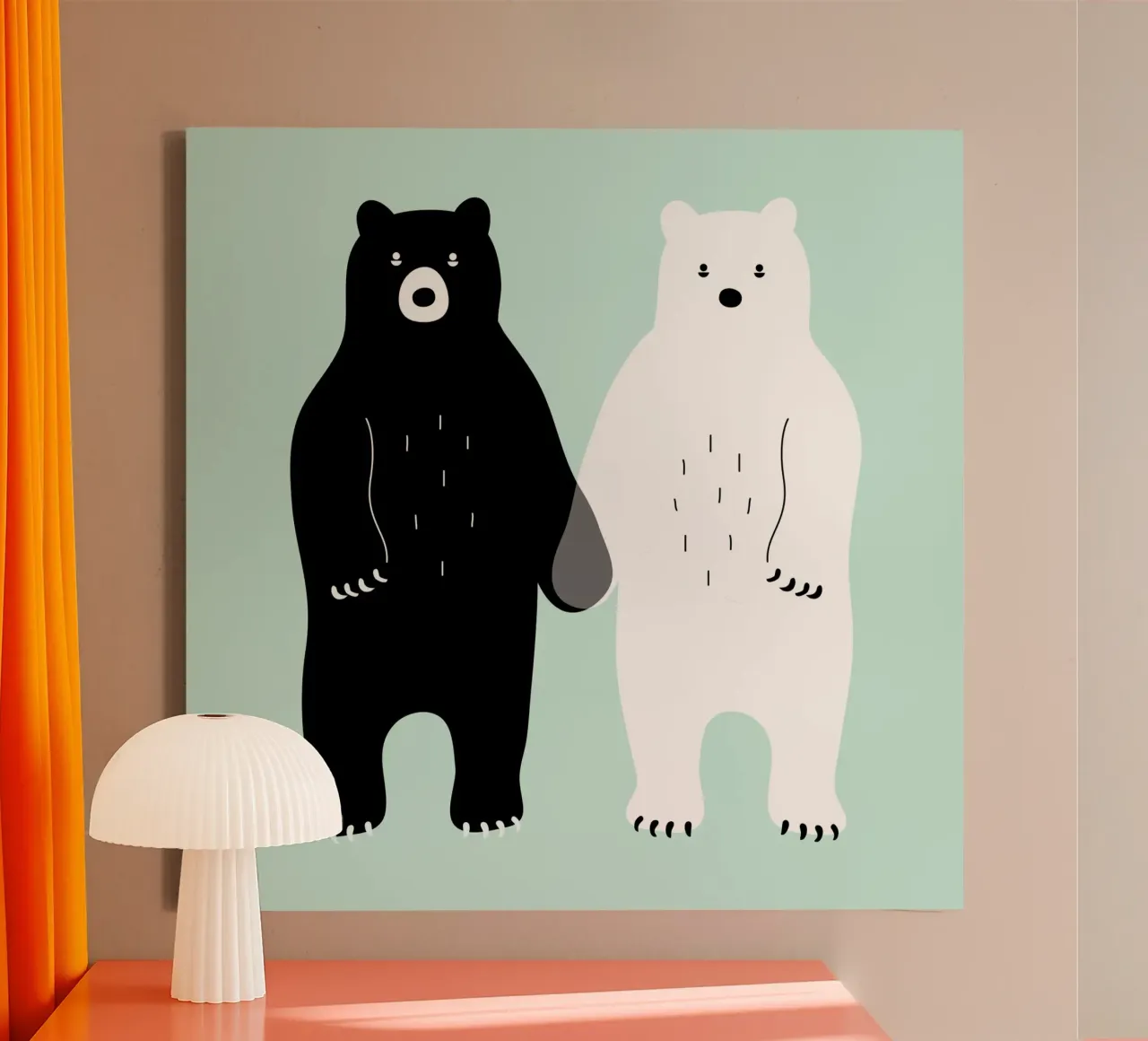 Twee Beren canvas met Baklijst van Andy Westface