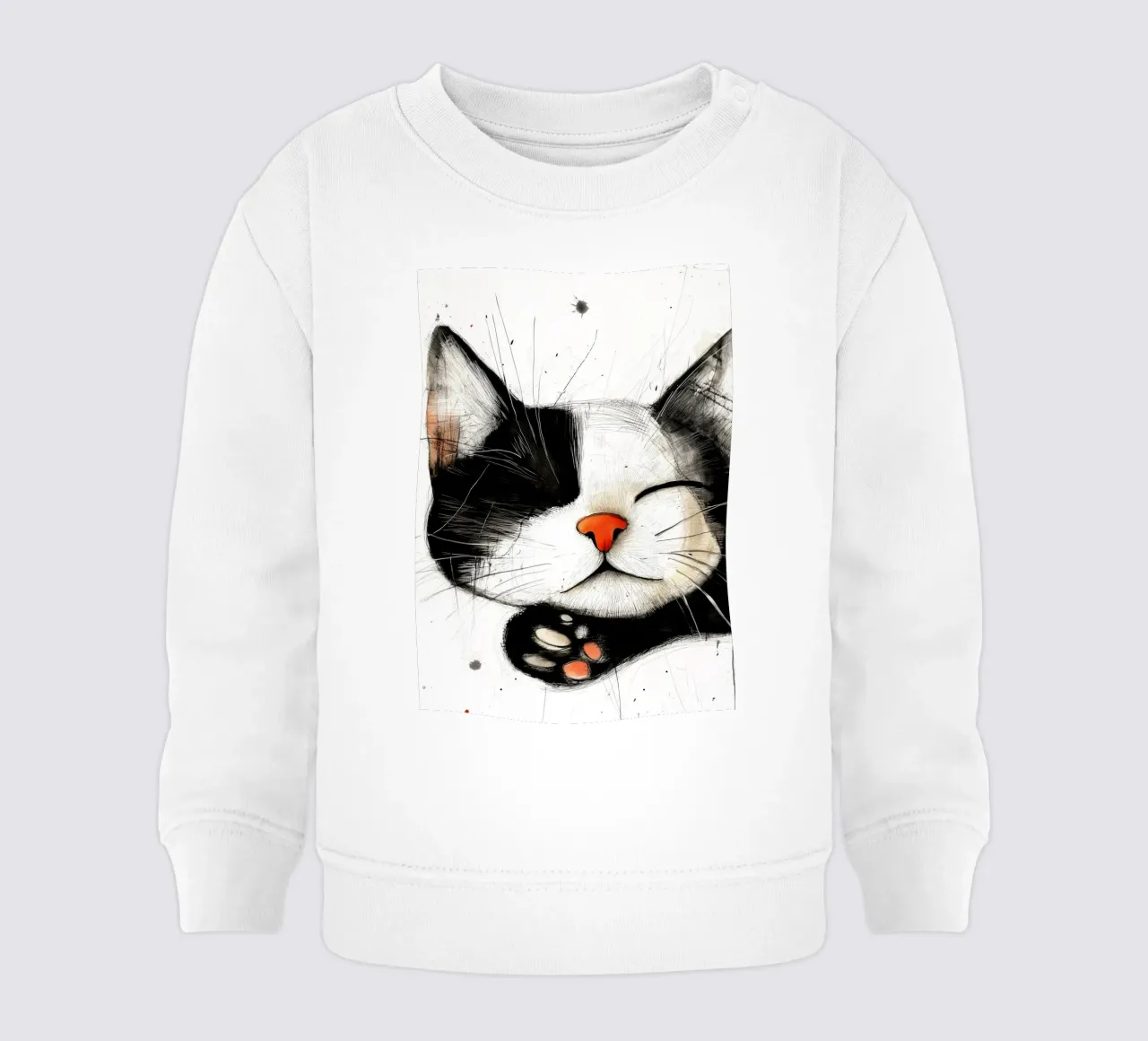 Gatto addormentato arte animale felpa neonato da Justyna Jaszke JBJart