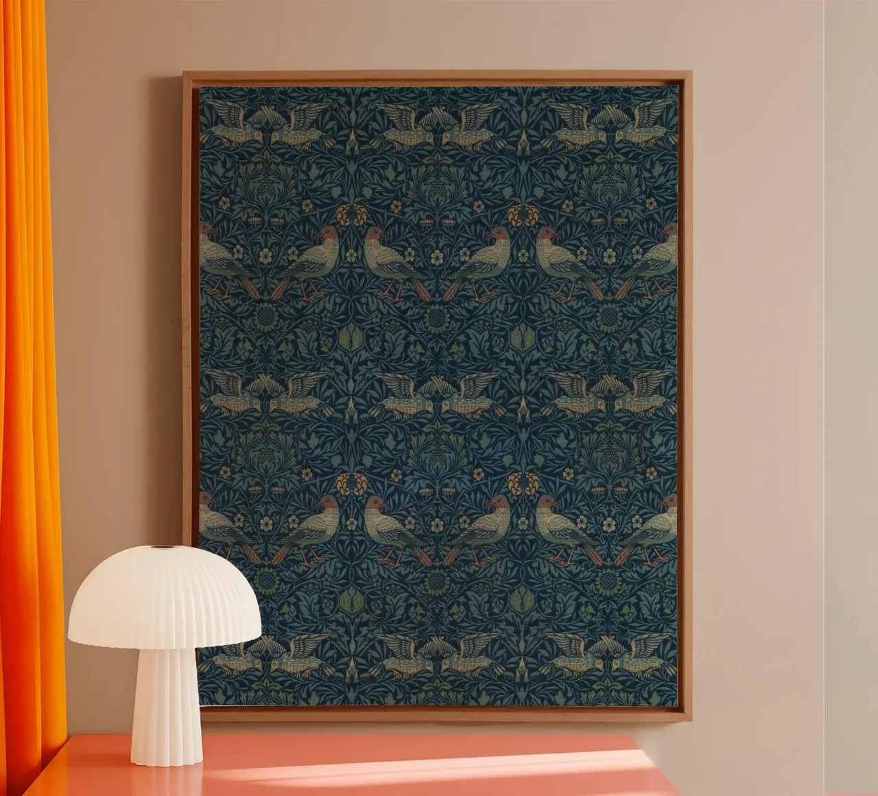 William Morris - Birds Pattern canvas with Floater frame by William Store