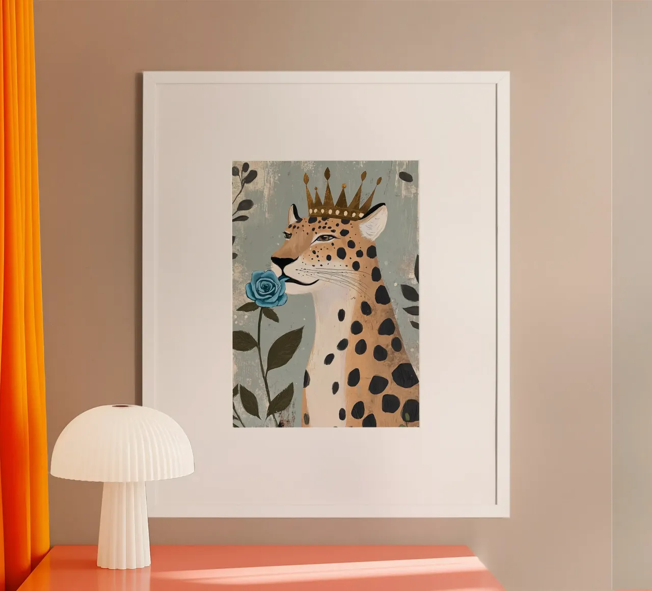 Poster de guépard, art mural abstrait boho moderne pour la chambre d'enfant poster avec cadre en plastique de Boheme