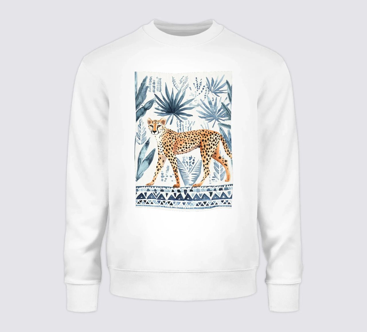 Boho Cheetah Abstract Print, Blauer Wandkunstdruck Sweatshirt von Boheme