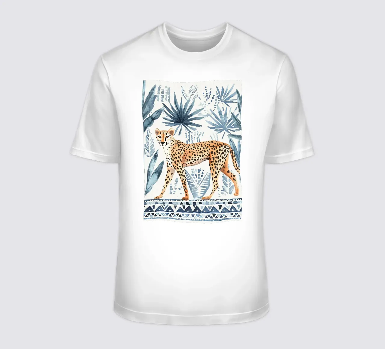 Boho Cheetah Impresión Abstracta, Impresión de Arte de Pared Azul camiseta de Boheme