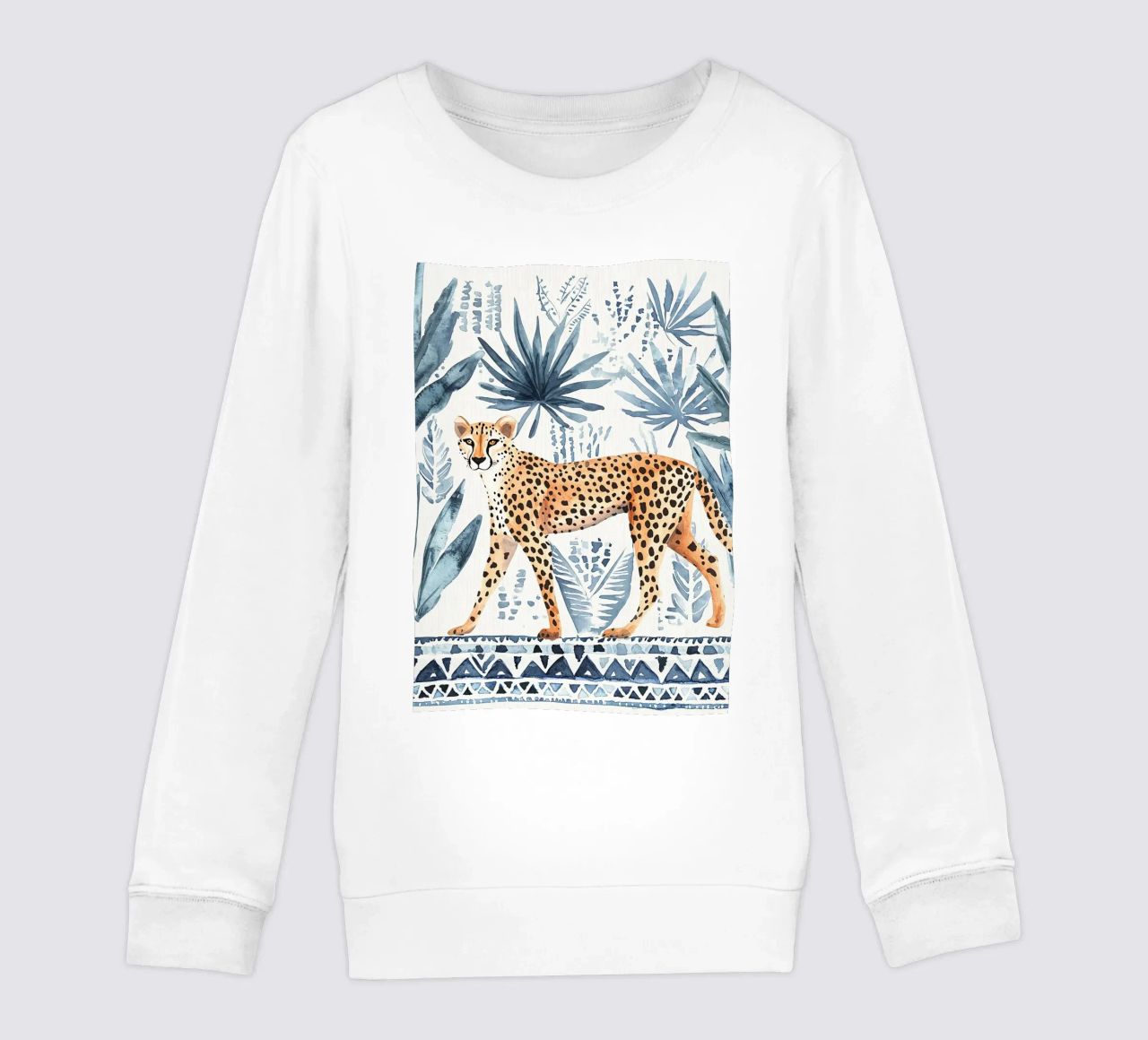 Boho Cheetah Abstract Print, Blauer Wandkunstdruck Kinder Sweatshirt von Boheme